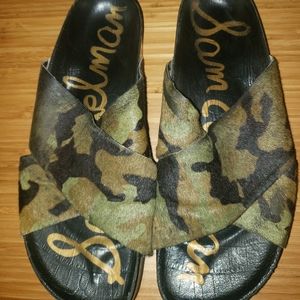 Camouflage mohair open toe Sam Edleman sandals